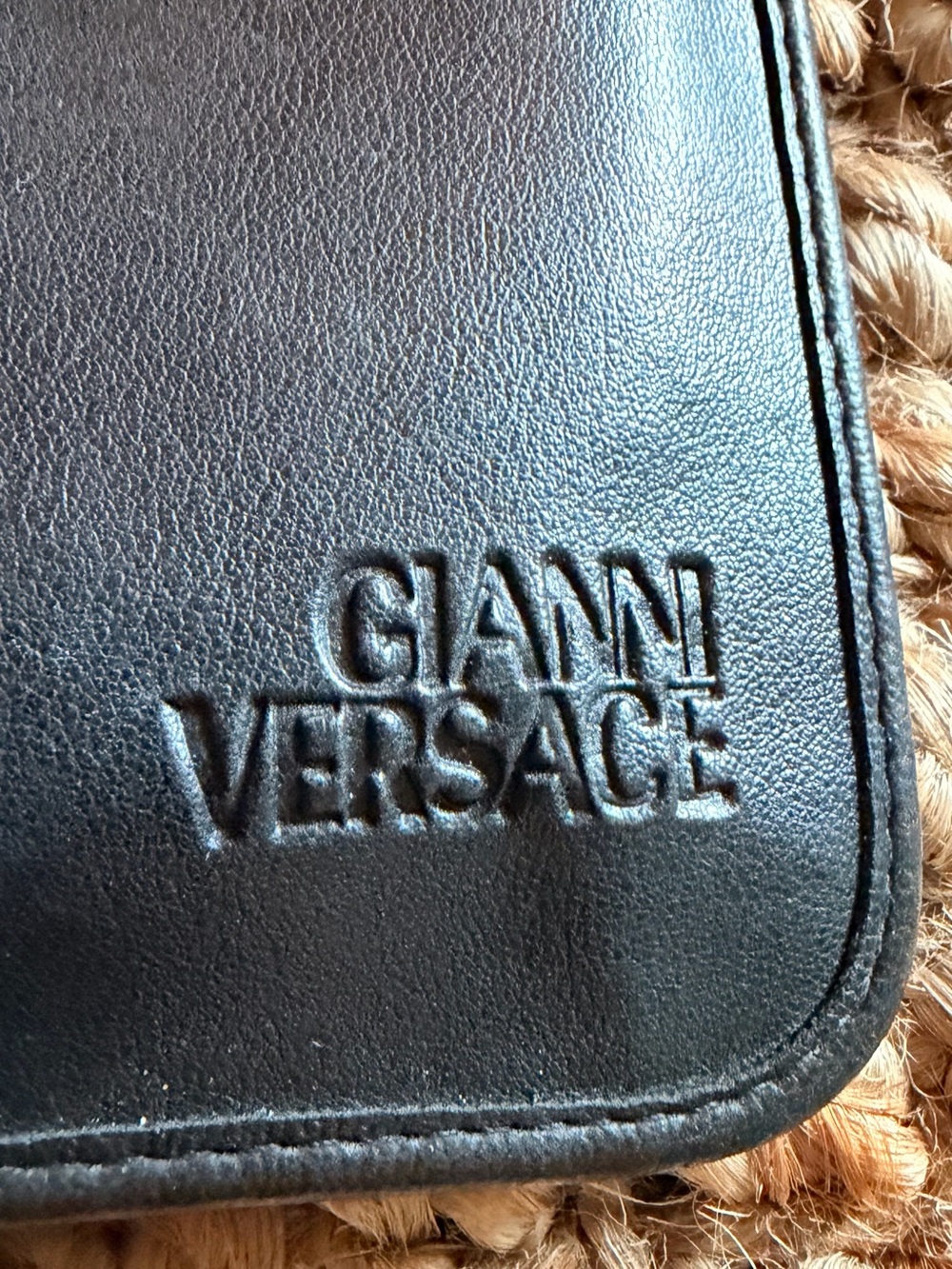 Gianni Versace Black Leather Wallet with Gold Medallion - Picture 2 of 5